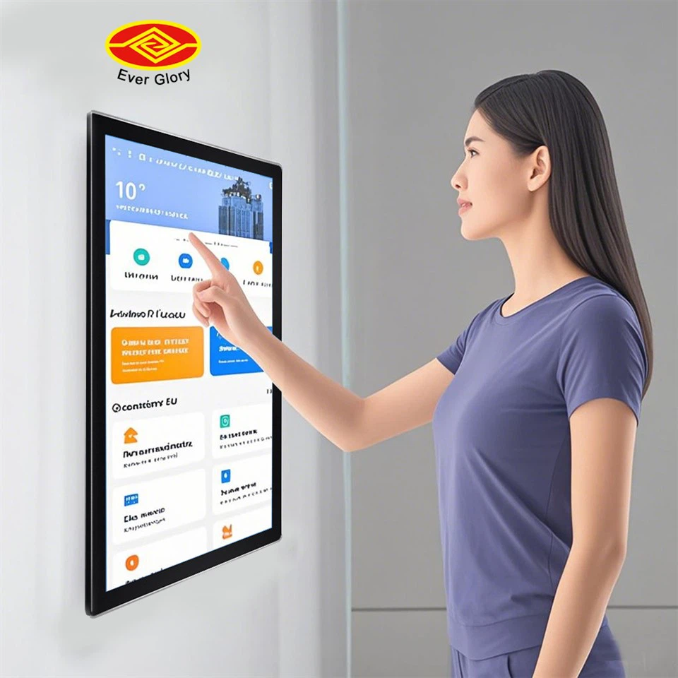 צג 4K 32 אינץ' קיר-מחשב עם מסך מגע מותקן בקיוסק